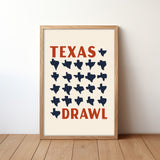 Texas Drawl - Collection of Student Drawn Texas Silhouettes Art Print - Tejas Country Club