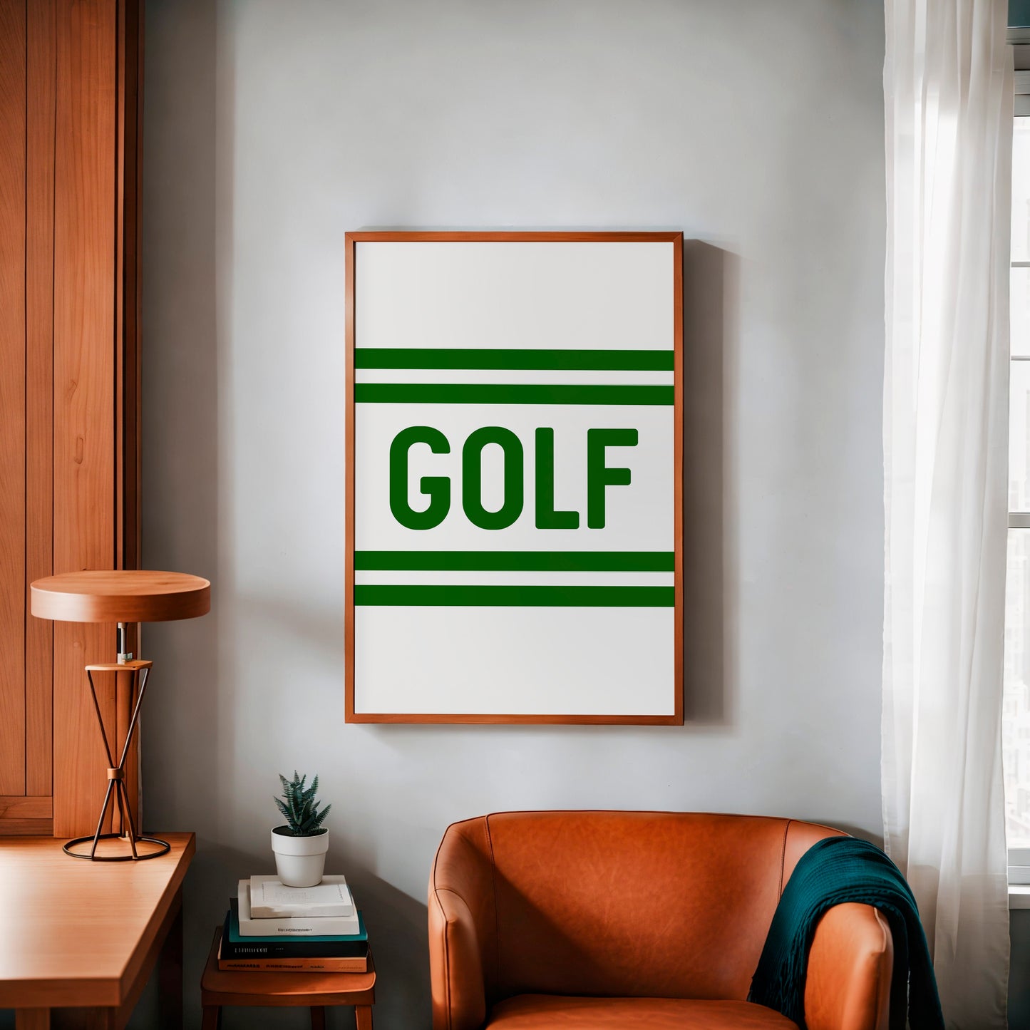 Golf Typography Striped White Art Print