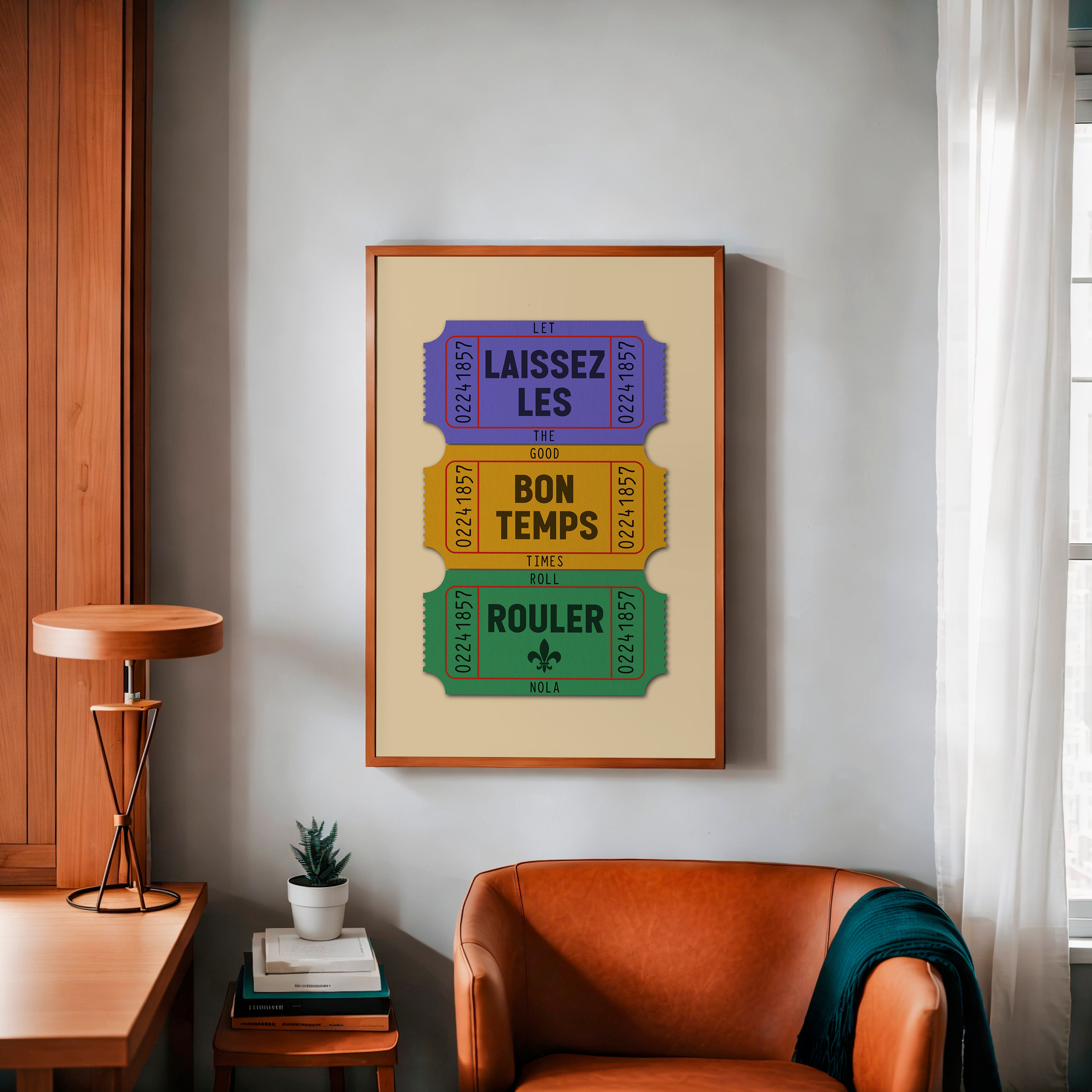 New Orleans Let The Good Times Roll French Quarter Ticket Stub Art Print - Tejas Country Club