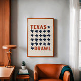Texas Drawl - Collection of Student Drawn Texas Silhouettes Art Print - Tejas Country Club