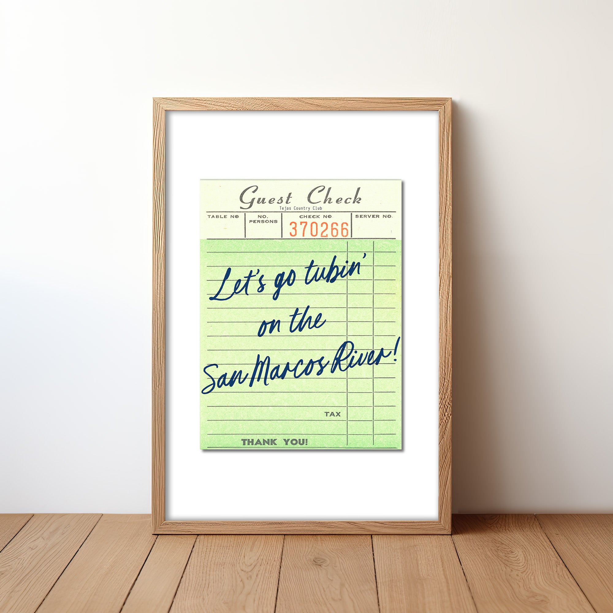Let's Go Tubin' On The San Marcos River Guest Check Art Print - Tejas Country Club