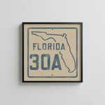 Vintage Florida Beach 30A Road Sign Art Print - Tejas Country Club