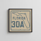 Vintage Florida Beach 30A Road Sign Art Print - Tejas Country Club