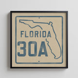 Vintage Florida Beach 30A Road Sign Art Print - Tejas Country Club