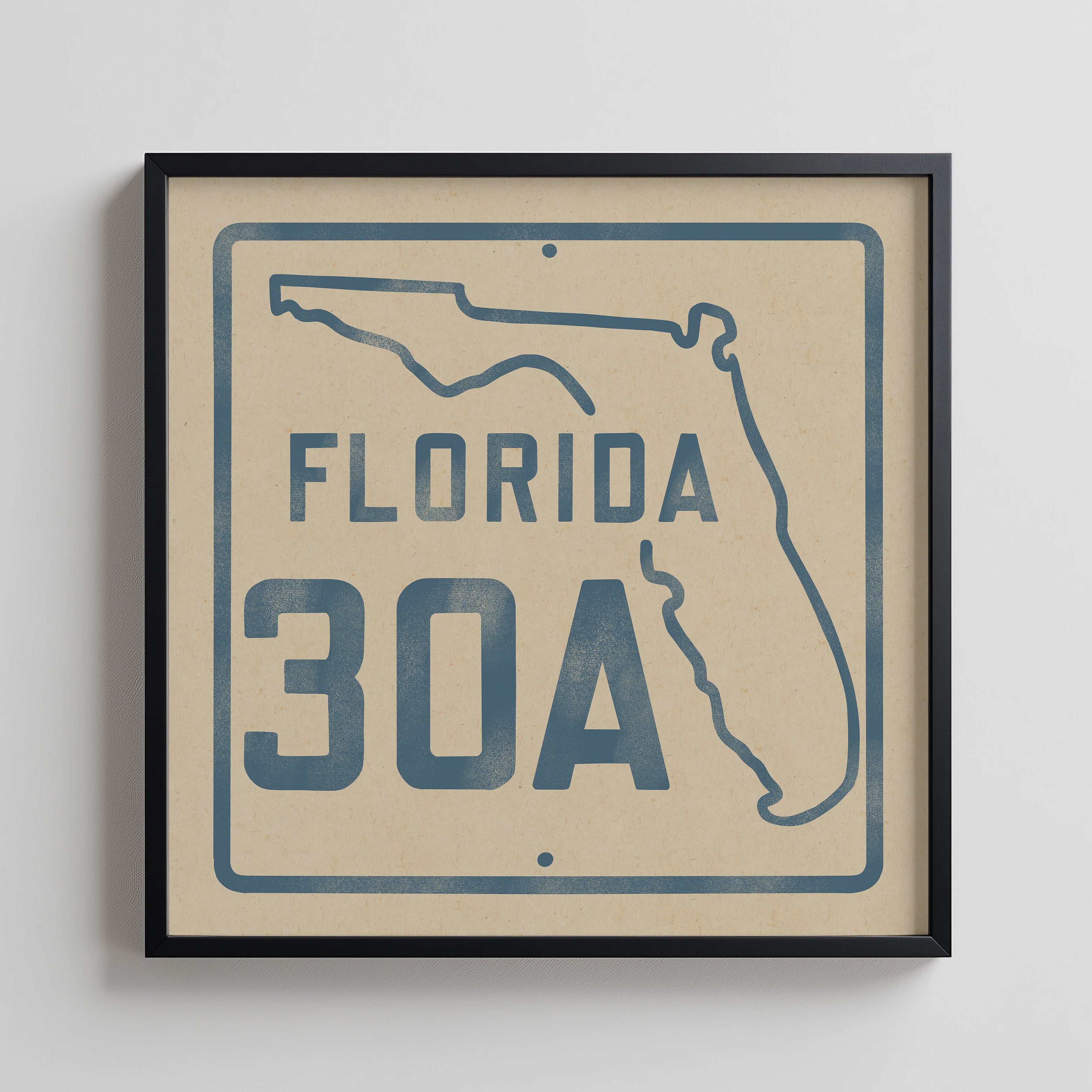 Vintage Florida Beach 30A Road Sign Art Print - Tejas Country Club