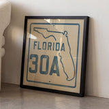 Vintage Florida Beach 30A Road Sign Art Print - Tejas Country Club