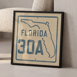 Vintage Florida Beach 30A Road Sign Art Print - Tejas Country Club