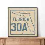 Vintage Florida Beach 30A Road Sign Art Print - Tejas Country Club