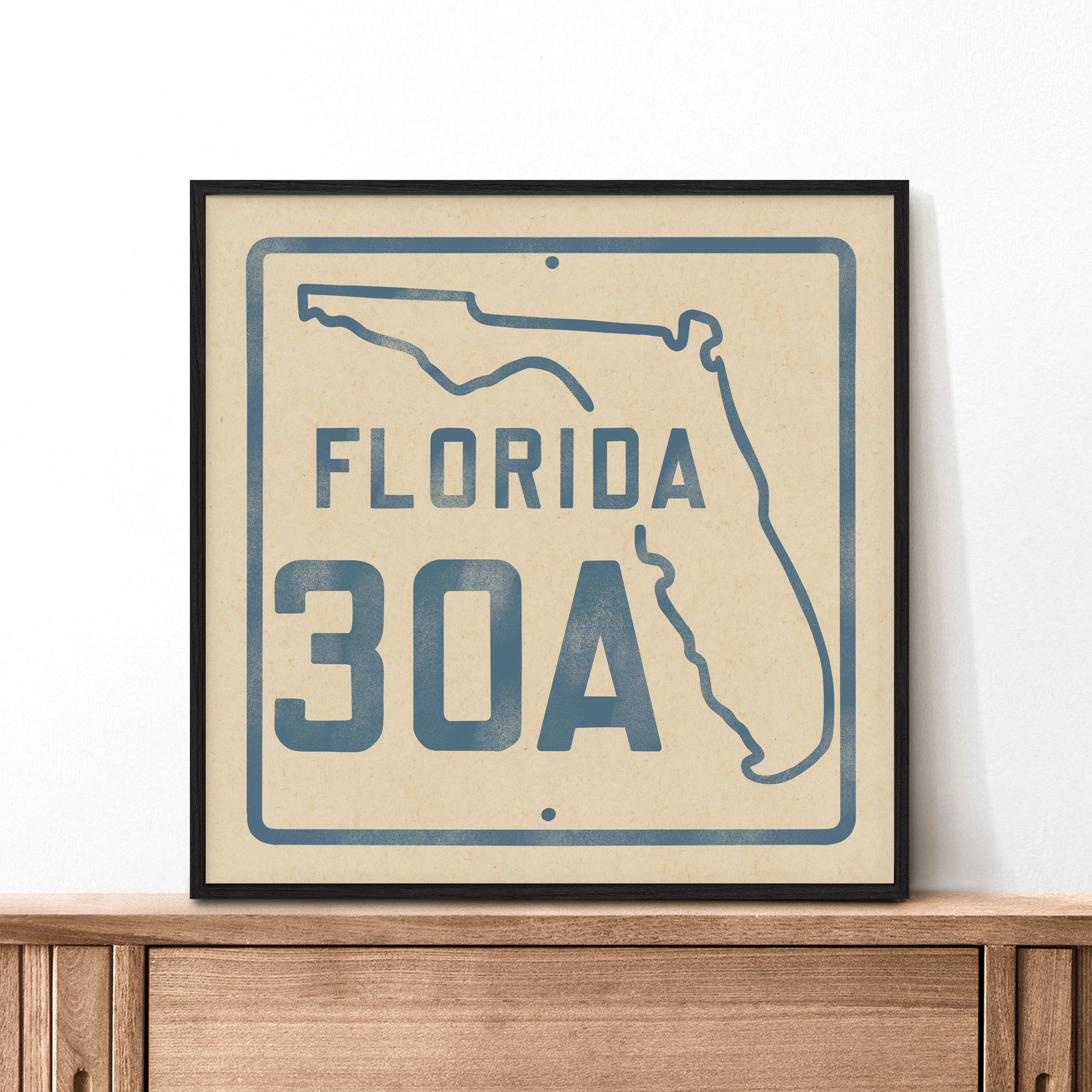 Vintage Florida Beach 30A Road Sign Art Print - Tejas Country Club