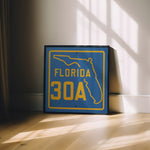 Vintage Blue Florida Beach 30A Road Sign Art Print - Tejas Country Club