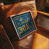 Vintage Blue Florida Beach 30A Road Sign Art Print - Tejas Country Club