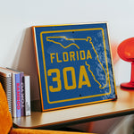 Vintage Blue Florida Beach 30A Road Sign Art Print - Tejas Country Club