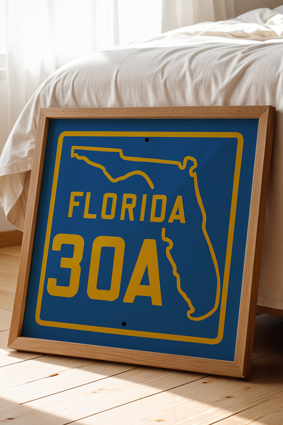Vintage Blue Florida Beach 30A Road Sign Art Print - Tejas Country Club