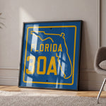 Vintage Blue Florida Beach 30A Road Sign Art Print - Tejas Country Club