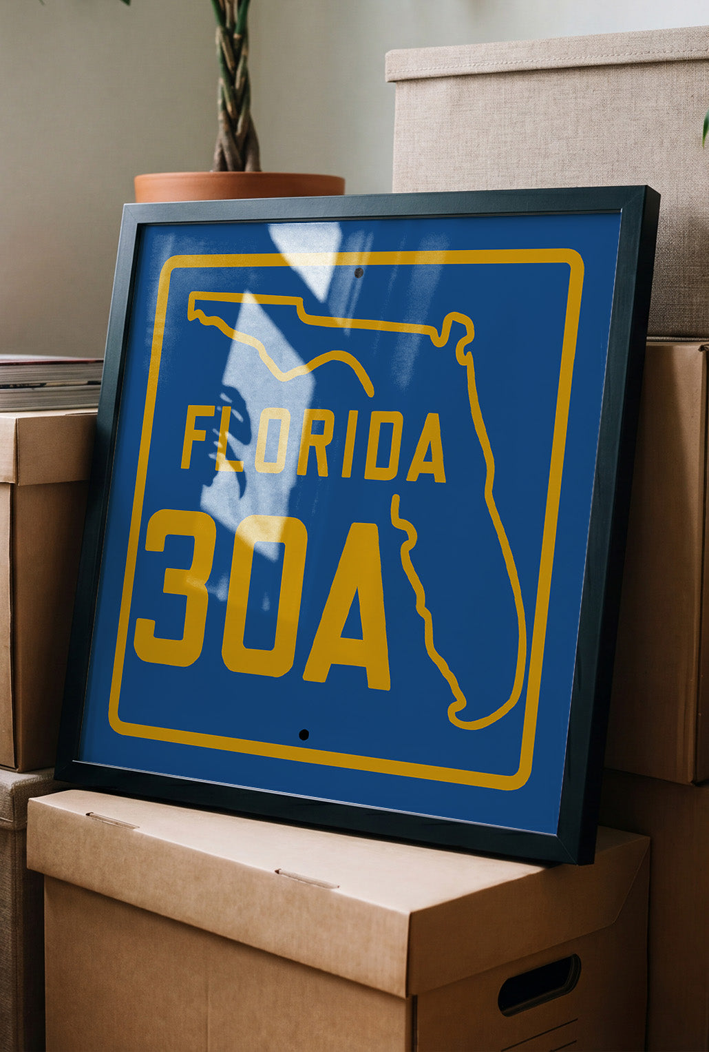 Vintage Blue Florida Beach 30A Road Sign Art Print - Tejas Country Club