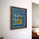 Vintage Blue Florida Beach 30A Road Sign Art Print - Tejas Country Club