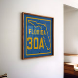 Vintage Blue Florida Beach 30A Road Sign Art Print - Tejas Country Club