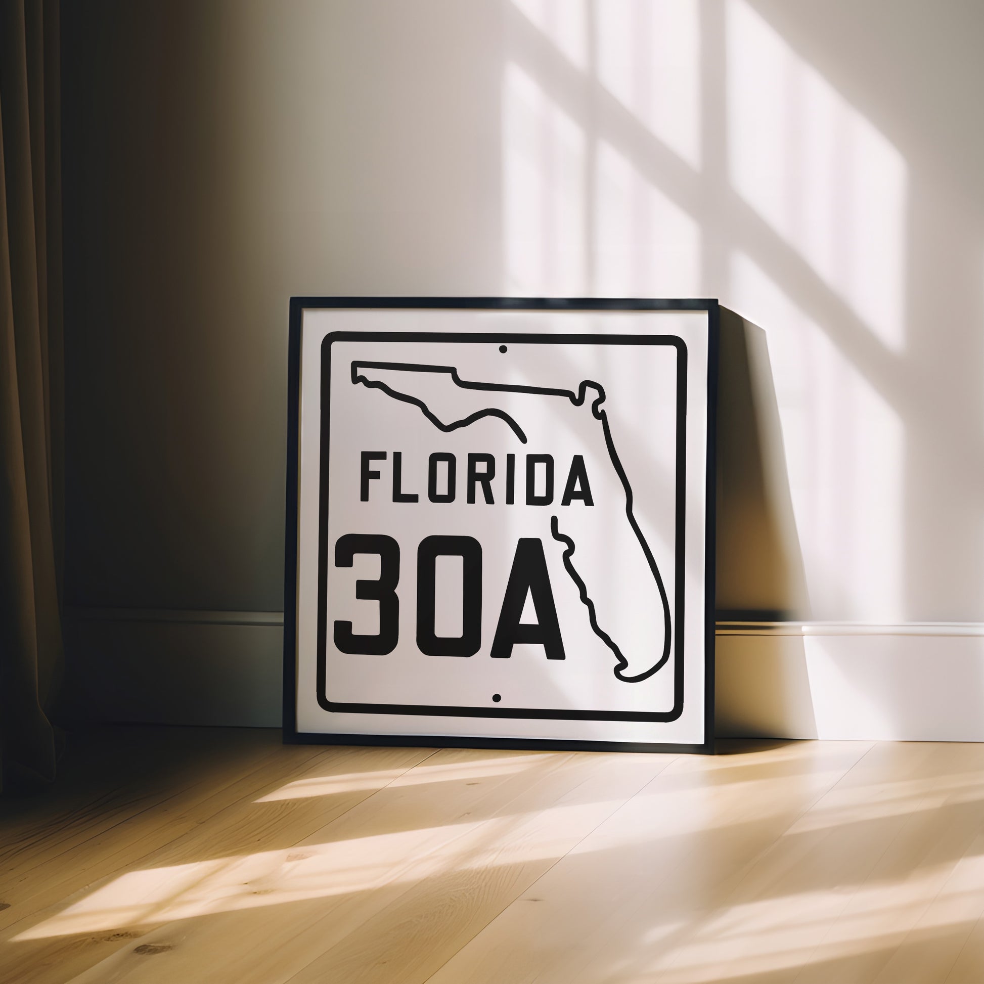 Vintage White 30A Florida Beach 30A Road Sign Art Print - Tejas Country Club