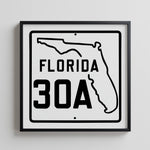 Vintage White 30A Florida Beach 30A Road Sign Art Print - Tejas Country Club