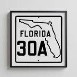 Vintage White 30A Florida Beach 30A Road Sign Art Print - Tejas Country Club