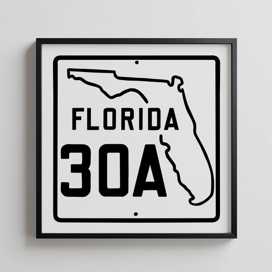 Vintage White 30A Florida Beach 30A Road Sign Art Print - Tejas Country Club