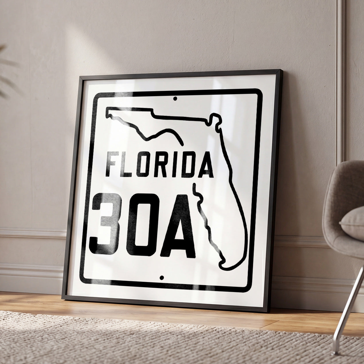 Vintage White 30A Florida Beach 30A Road Sign Art Print - Tejas Country Club