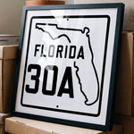 Vintage White 30A Florida Beach 30A Road Sign Art Print - Tejas Country Club