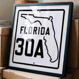 Vintage White 30A Florida Beach 30A Road Sign Art Print - Tejas Country Club