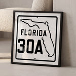 Vintage White 30A Florida Beach 30A Road Sign Art Print - Tejas Country Club