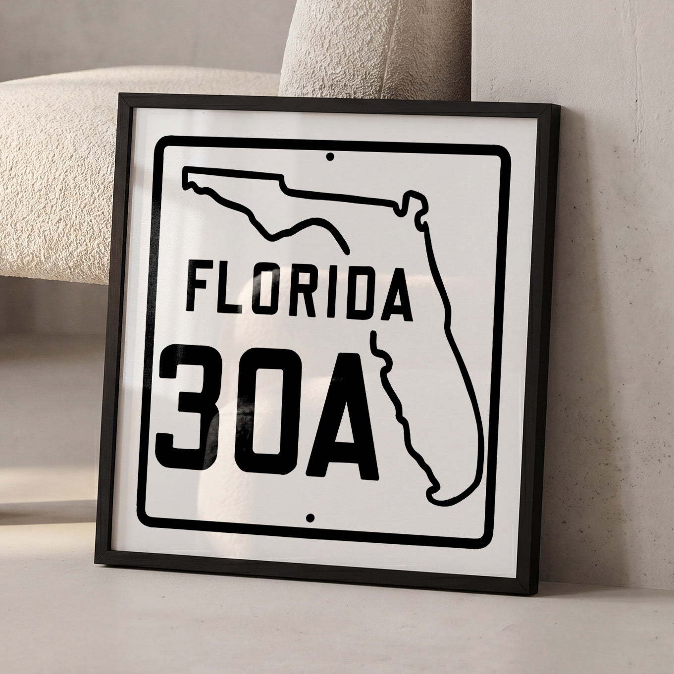 Vintage White 30A Florida Beach 30A Road Sign Art Print - Tejas Country Club