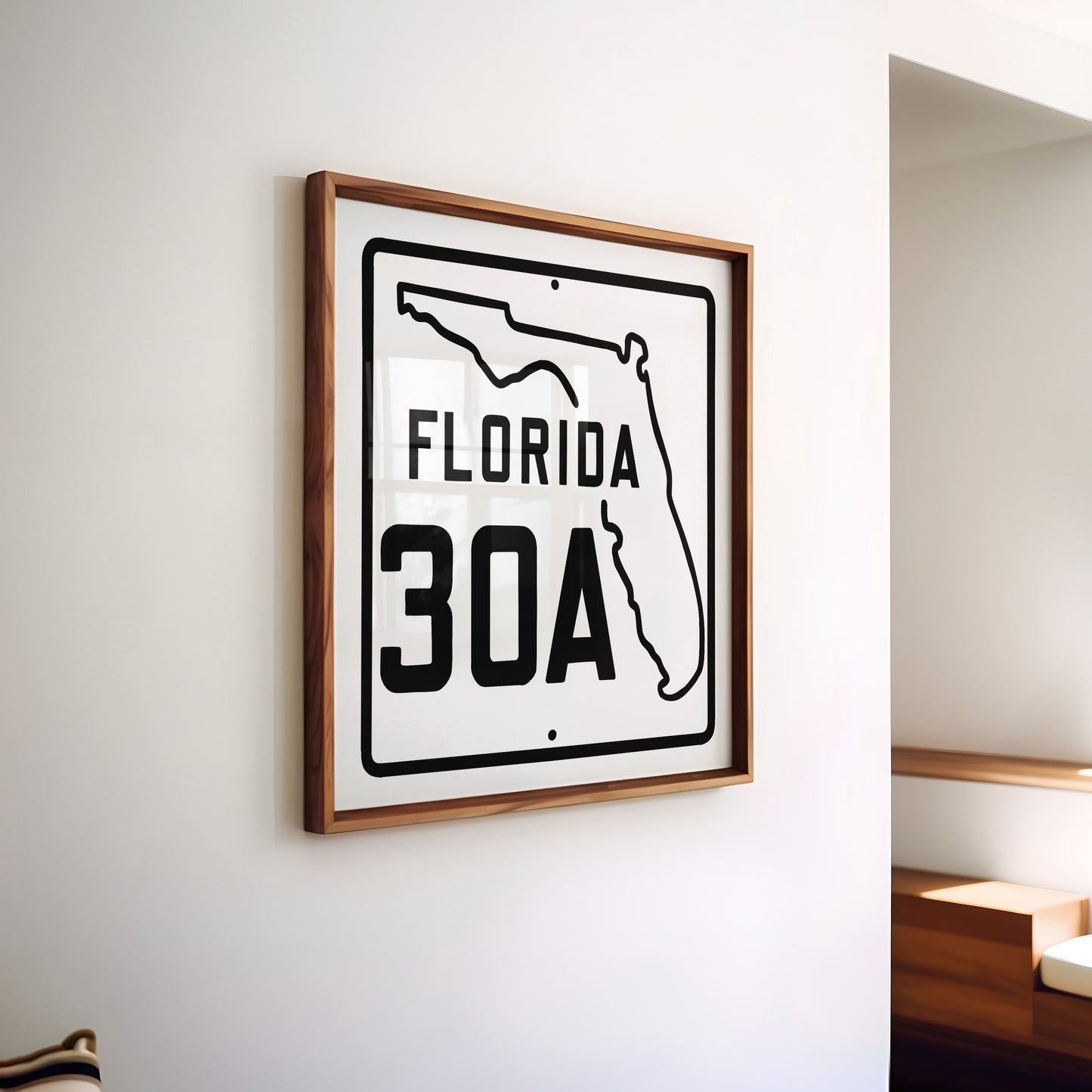 Vintage White 30A Florida Beach 30A Road Sign Art Print - Tejas Country Club