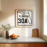 Vintage White 30A Florida Beach 30A Road Sign Art Print - Tejas Country Club
