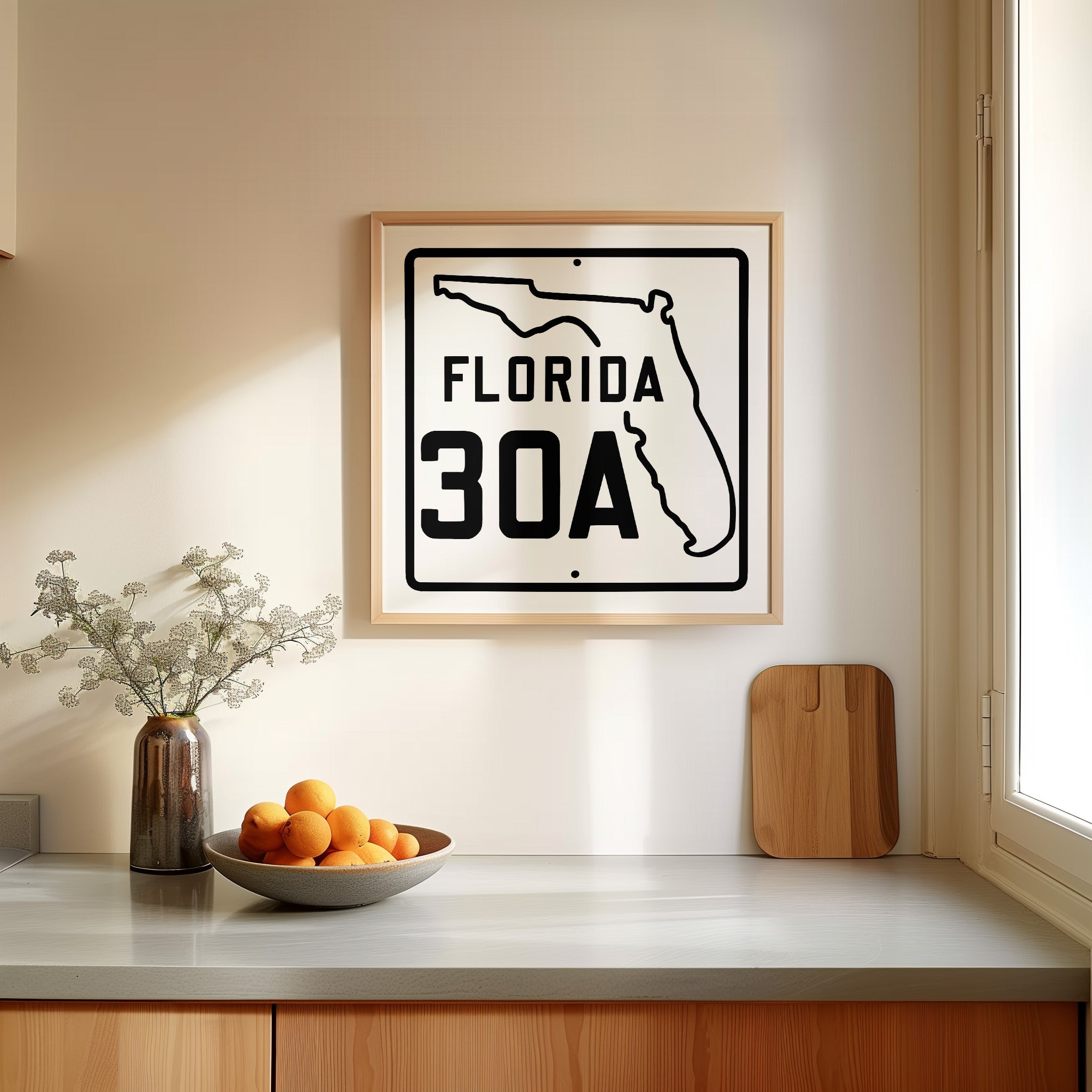 Vintage White 30A Florida Beach 30A Road Sign Art Print - Tejas Country Club