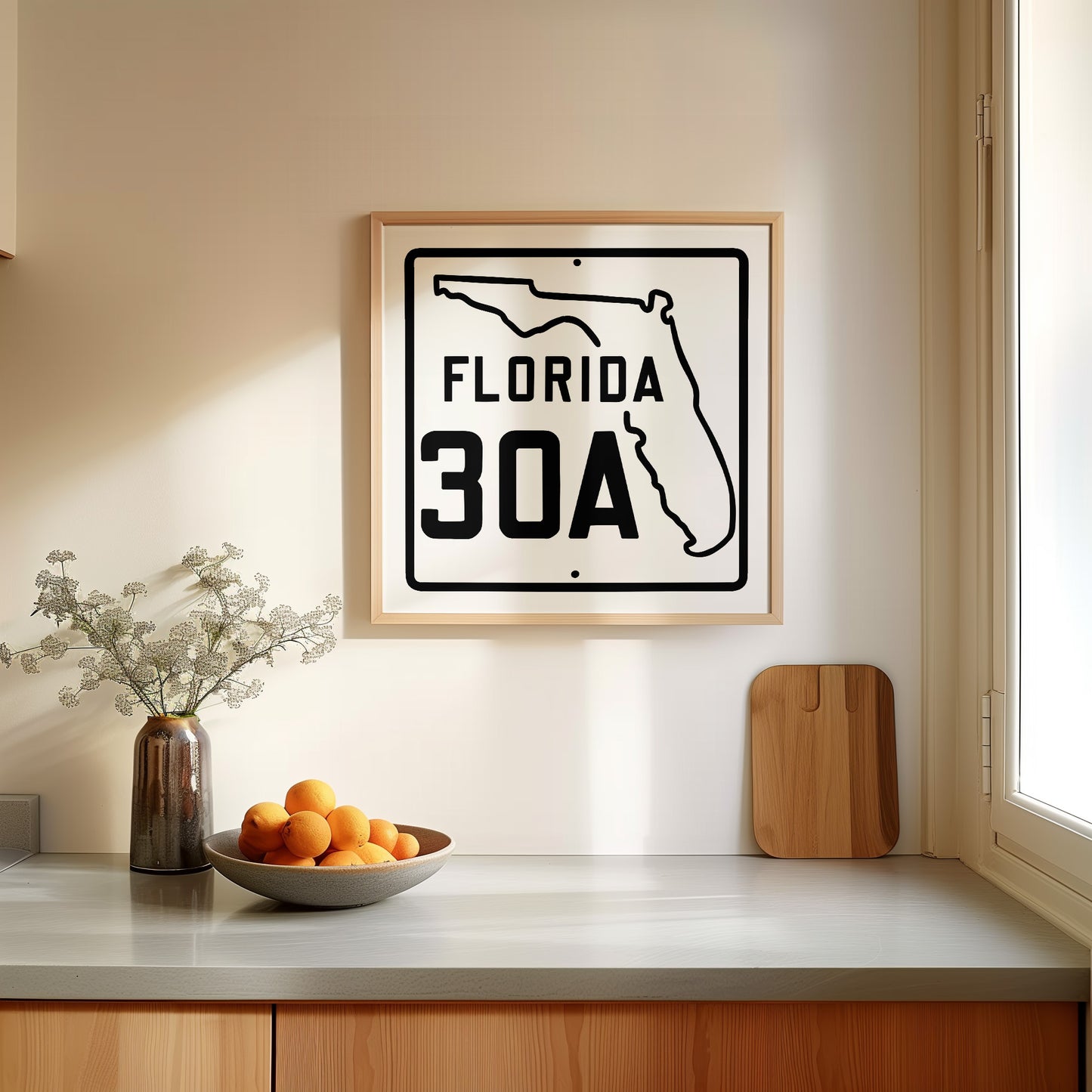 Vintage White 30A Florida Beach 30A Road Sign Art Print - Tejas Country Club