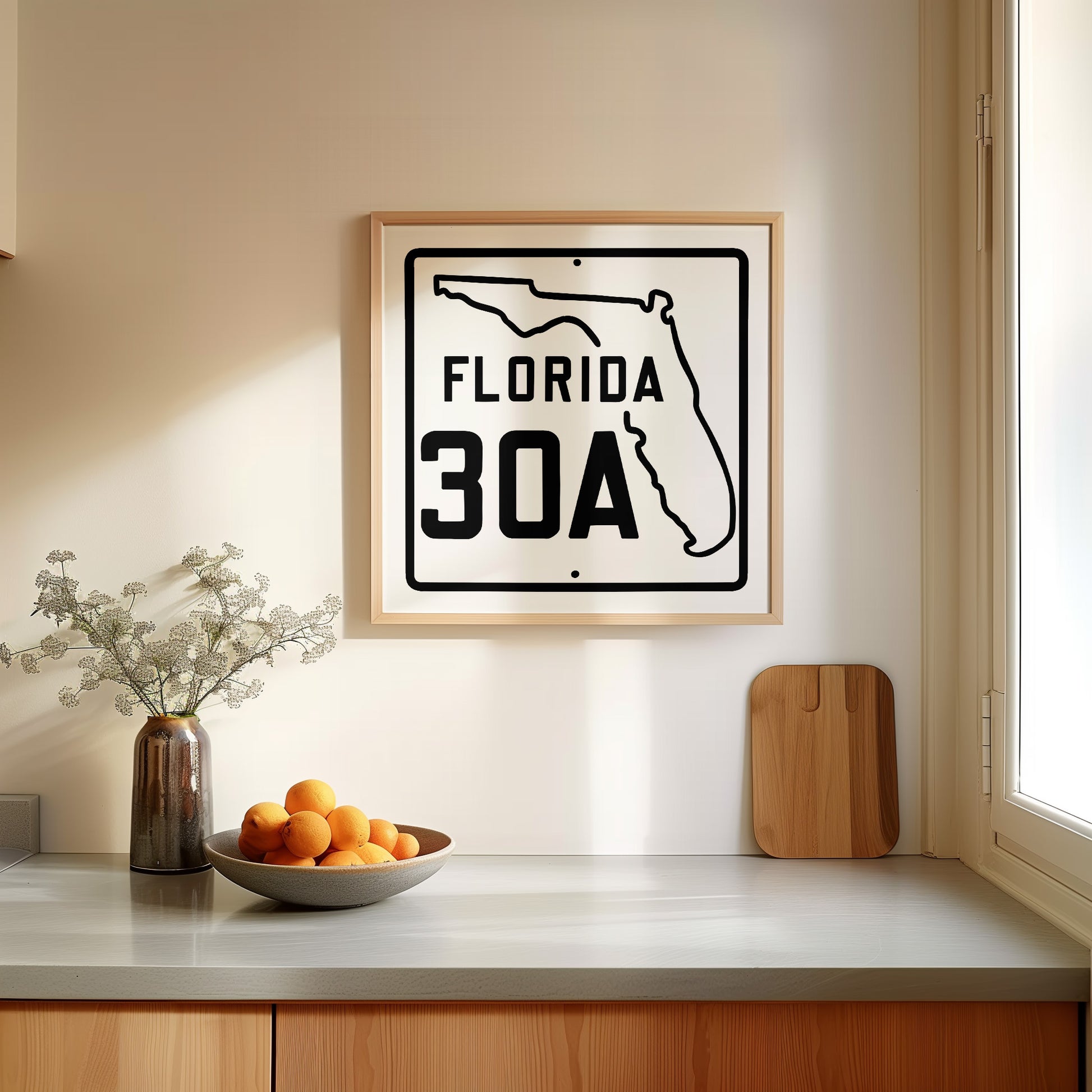 Vintage White 30A Florida Beach 30A Road Sign Art Print - Tejas Country Club