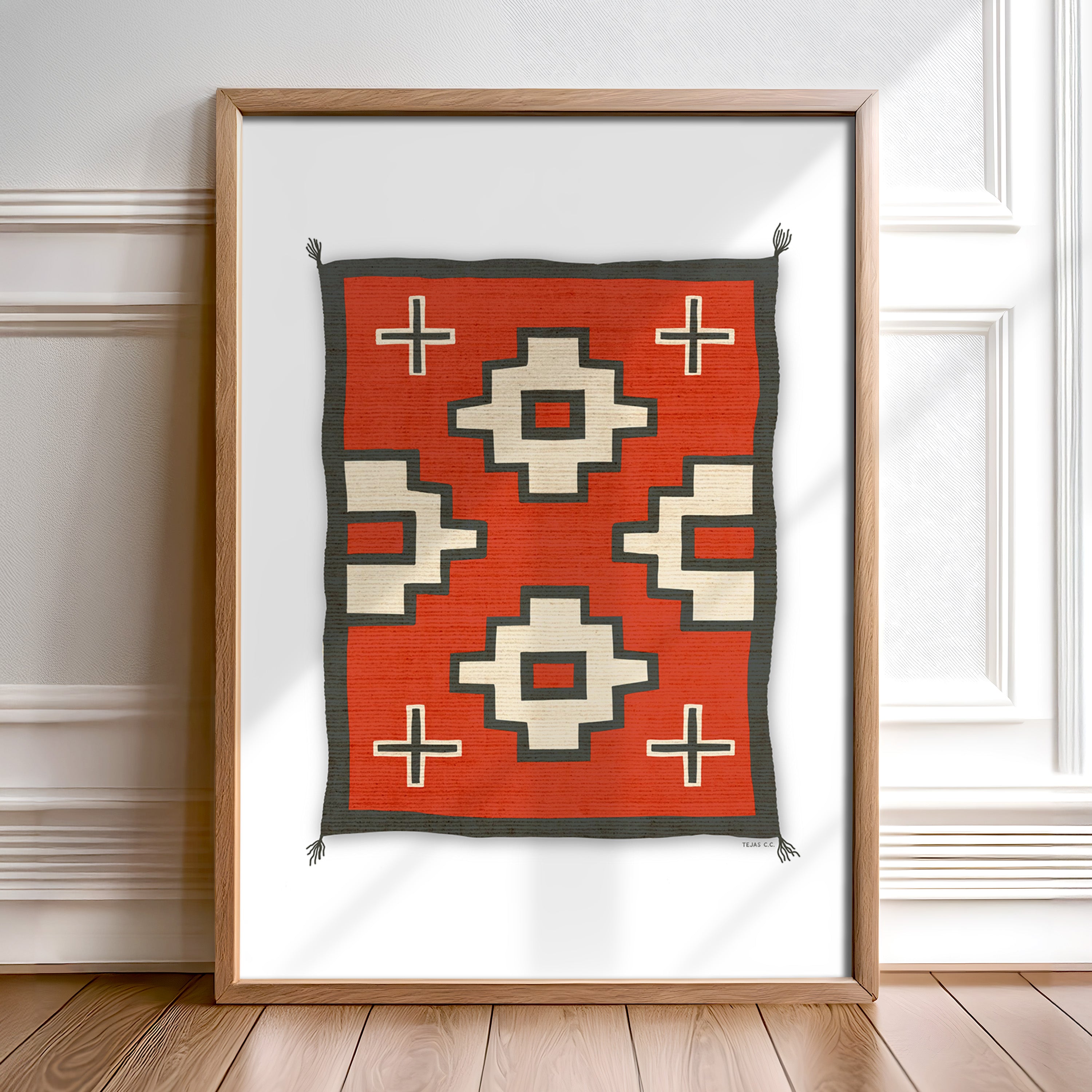 Southwestern Native Style Crosses Rug Art Print - Tejas Country Club