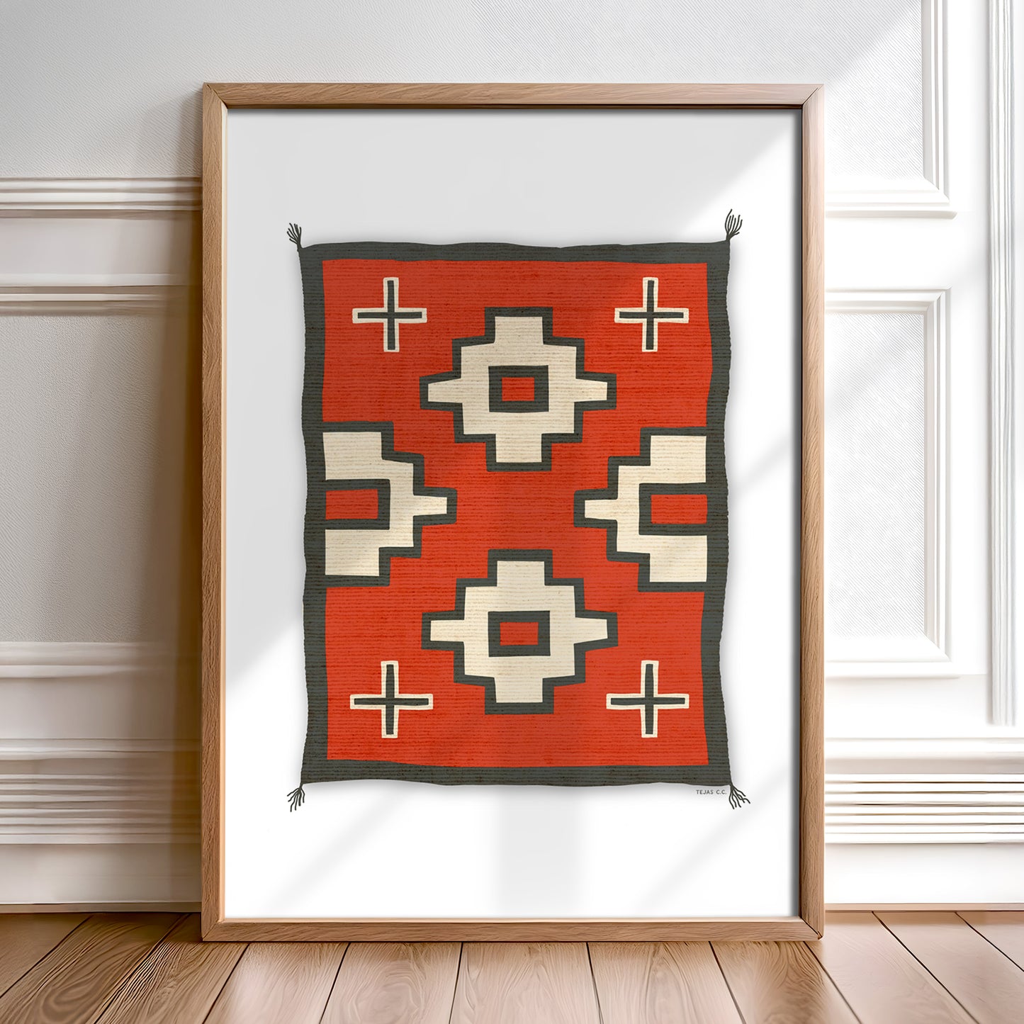 Southwestern Native Style Crosses Rug Art Print