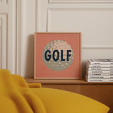 Retro Golf Ball Art Print Salmon Pink - Tejas Country Club