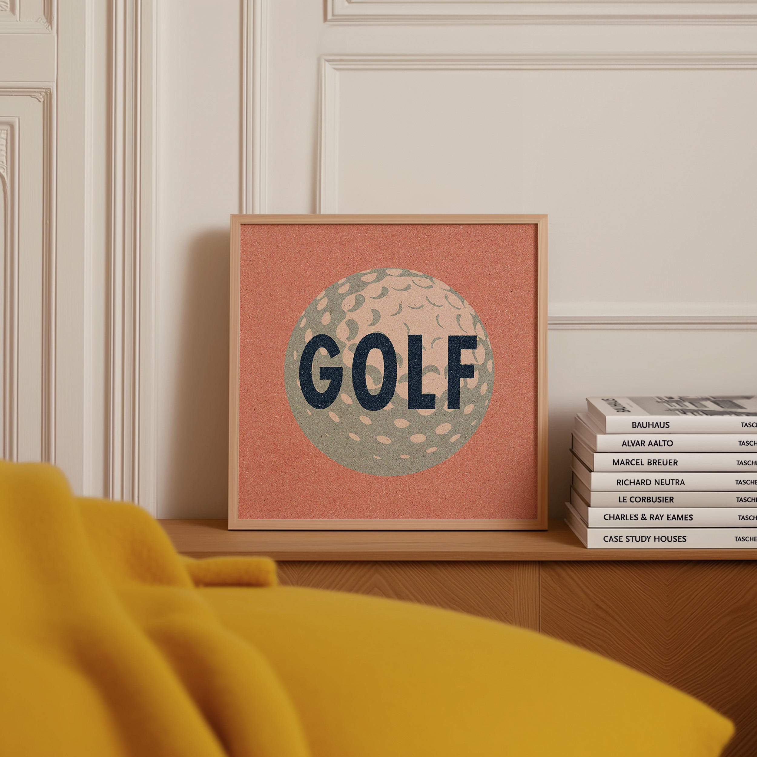 Retro Golf Ball Art Print Salmon Pink - Tejas Country Club