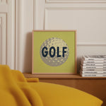 Retro Golf Ball Art Print Lemon Yellow - Tejas Country Club