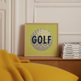 Retro Golf Ball Art Print Lemon Yellow - Tejas Country Club