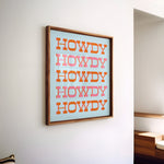 Howdy Typography Art Print Square Pink & Orange - Tejas Country Club