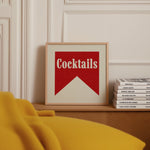 Cocktails Banner Tab Typography Square Bar Art Print - Tejas Country Club