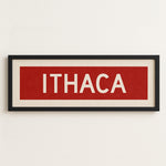 Framed Ithaca Red and White Bus Scroll - Tejas Country Club