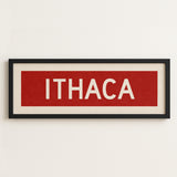 Framed Ithaca Red and White Bus Scroll - Tejas Country Club