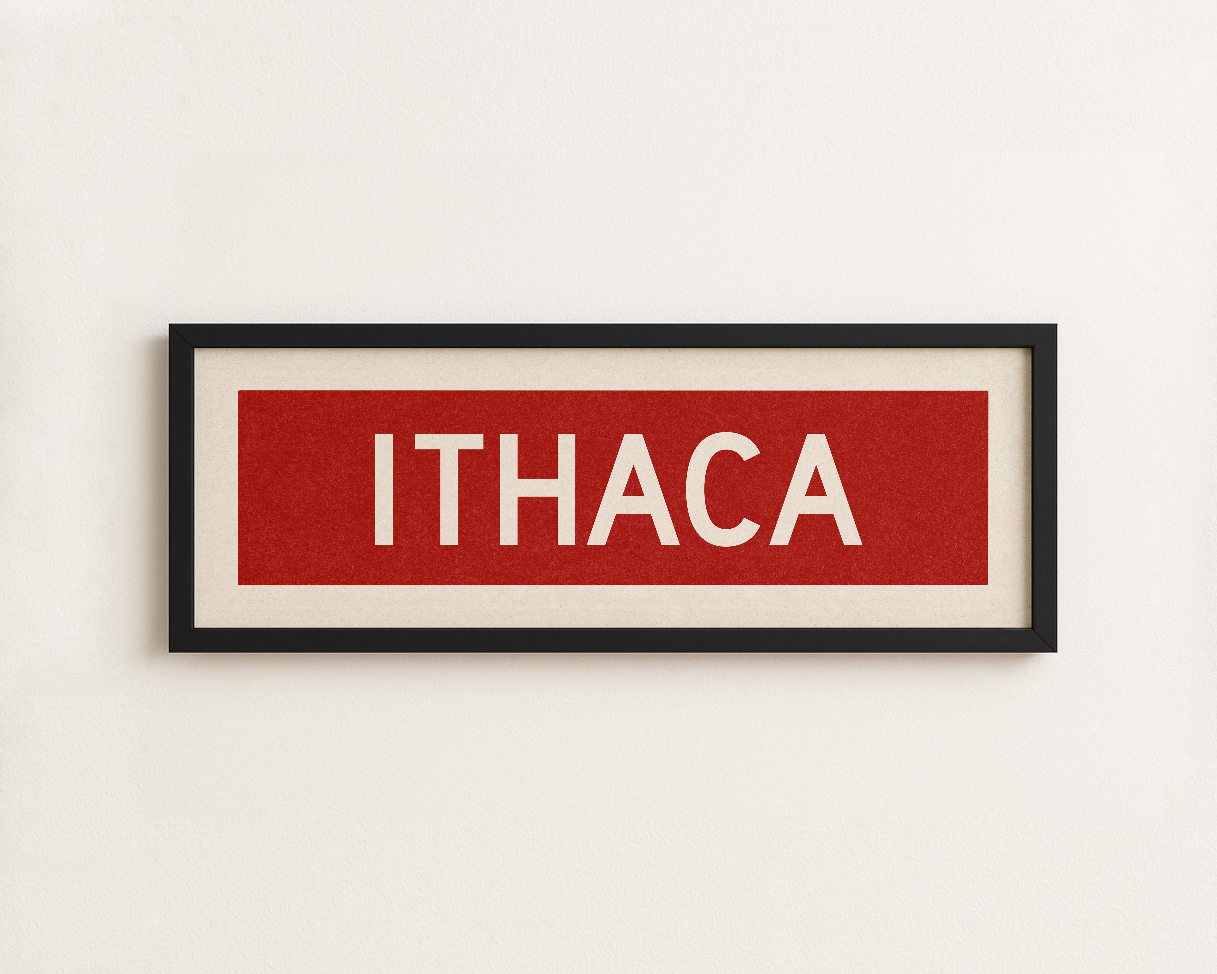 Framed Ithaca Red and White Bus Scroll - Tejas Country Club
