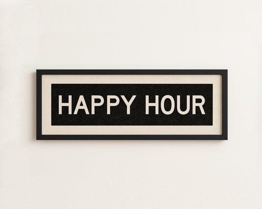 Framed Happy Hour Bus Scroll Sign