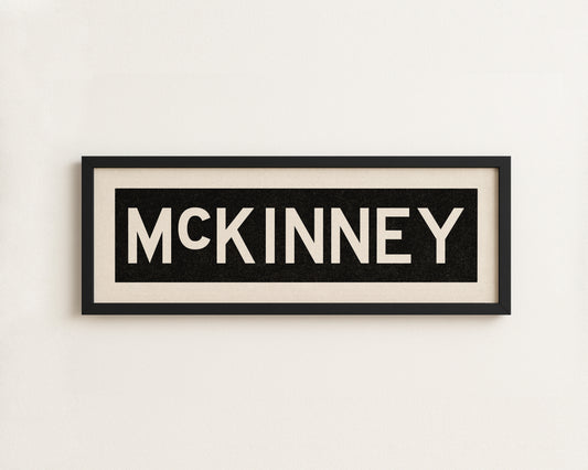 Framed McKinney Bus Scroll Sign