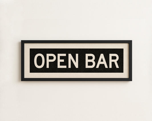 Framed Open Bar Bus Scroll Sign