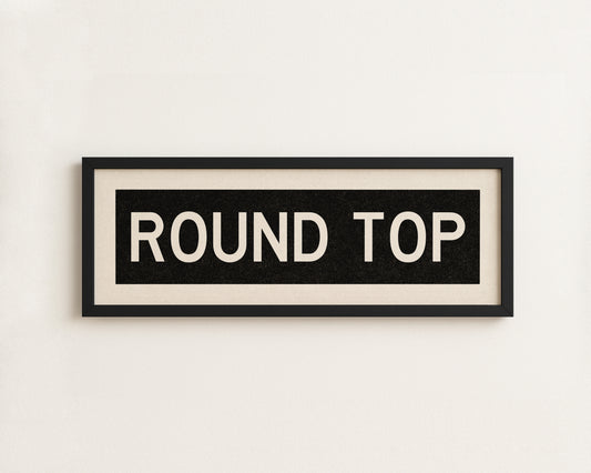 Framed Round Top Bus Scroll Sign